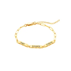 Stainless Steel Bracelet Jewelry Paperclip Personalized Engraved Name Dainty  Valentine's Day Gift