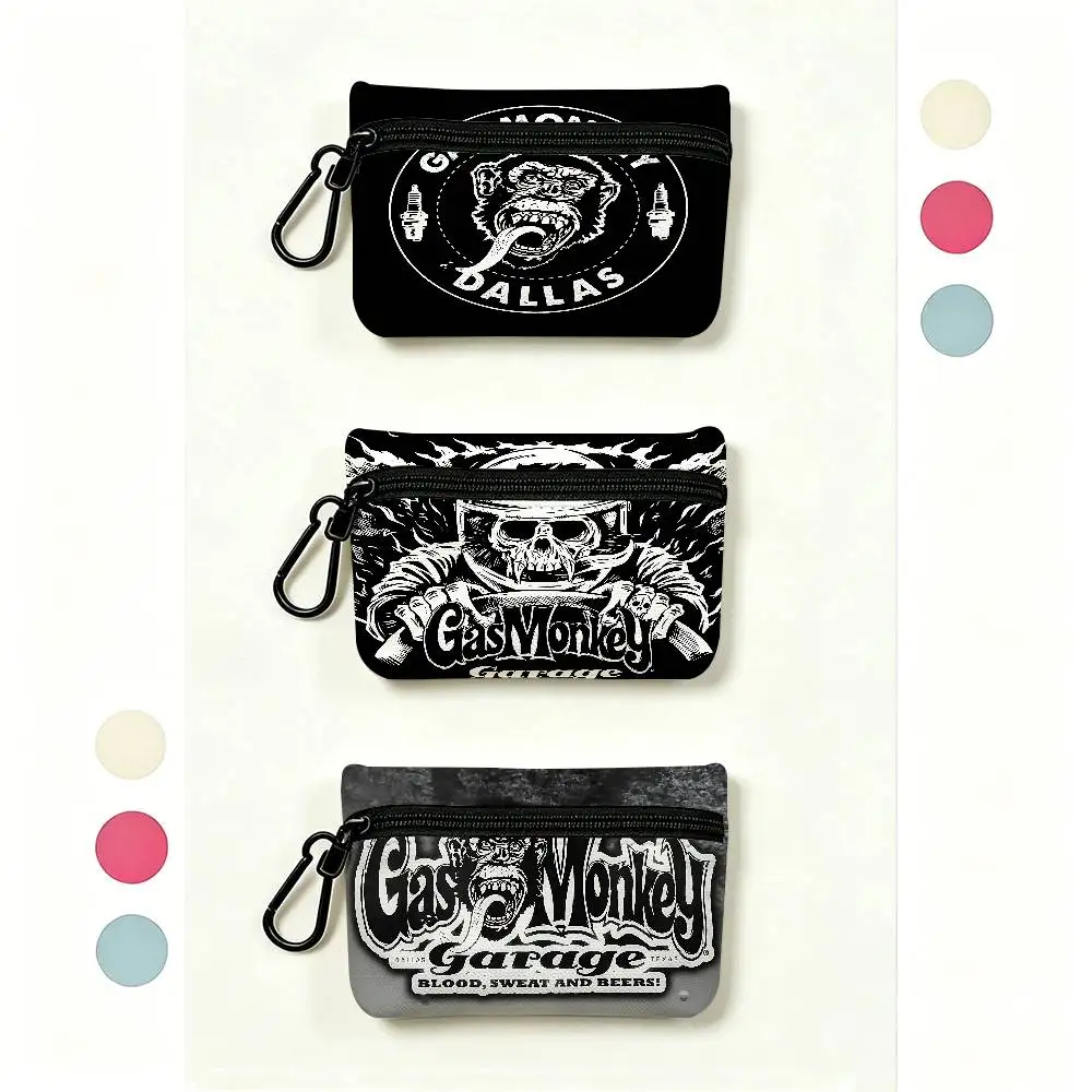 G-Gas-MonkeyS Garage Oxford Cloth Zipper Wallet Multifunctional Hanging Coin Bag For Credit Cards Keys Coins Earbuds