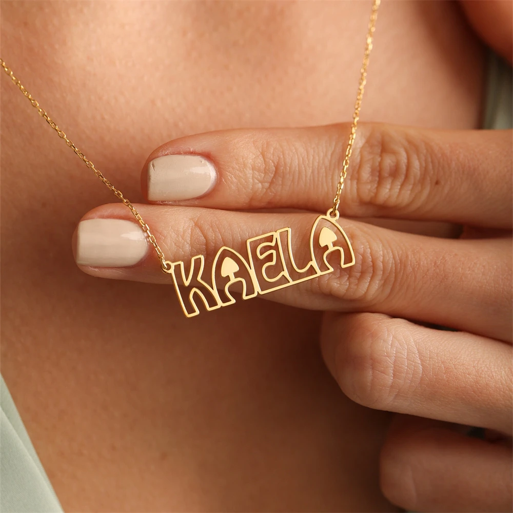 

Custom Jewelry Personalized Name Hollow Necklace Gold Plated Stainless Steel Customized Necklaces Bestfriend Gifts