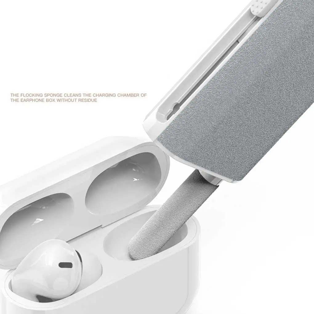 เครื่องมือทำความสะอาดโทรศัพท์แปรงหน้าจอแล็ปท็อปสมาร์ทโฟนเครื่องพ่นกำจัดฝุ่นอเนกประสงค์ทำจากโลหะที่เก็บหูฟังไร้สาย