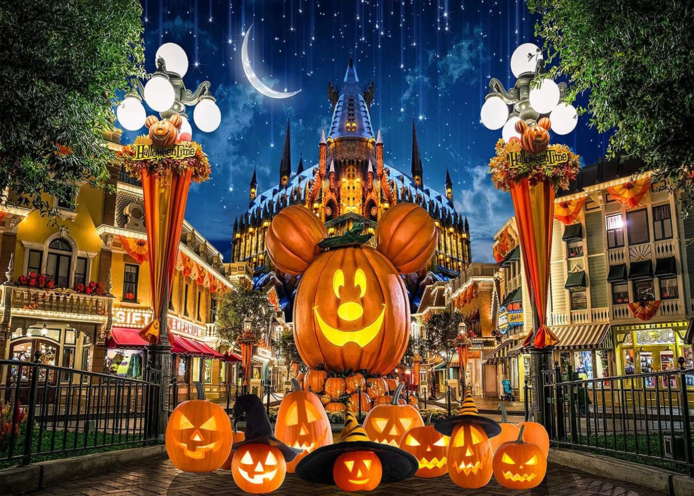 هالوين ماجيك مدرسة القلعة التصوير خلفية الماوس اليقطين النيزك الديكور صورة خلفية الصورة استوديو كشك الدعائم