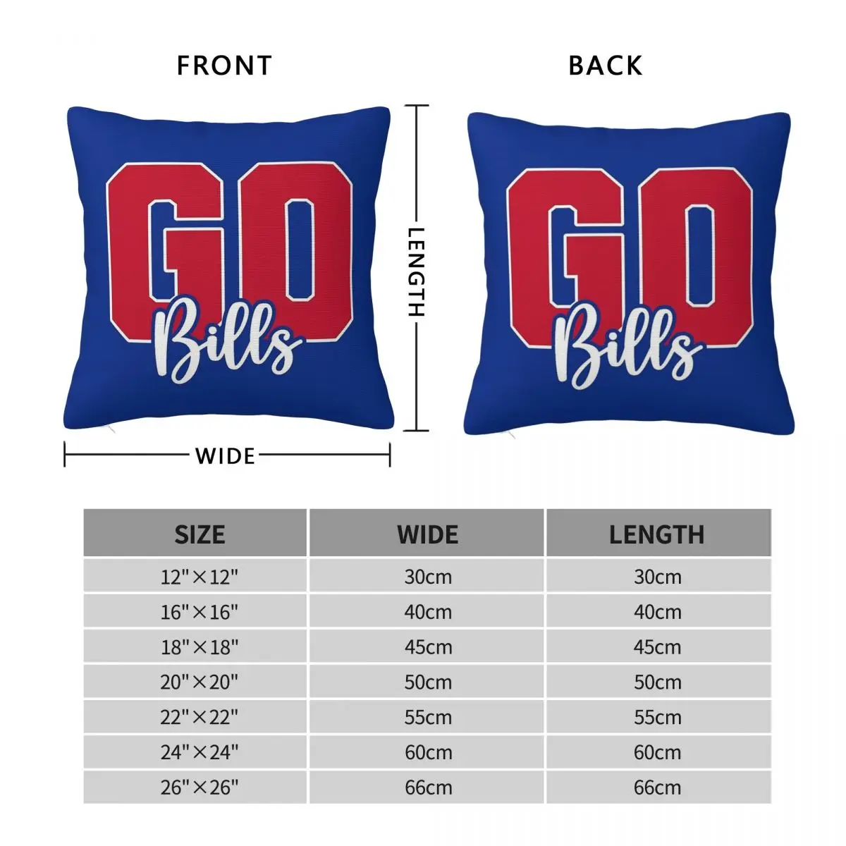 Go Bills Square Pillowcase Polyester Linen Velvet Printed Zip Decorative Home Cushion Cover 18