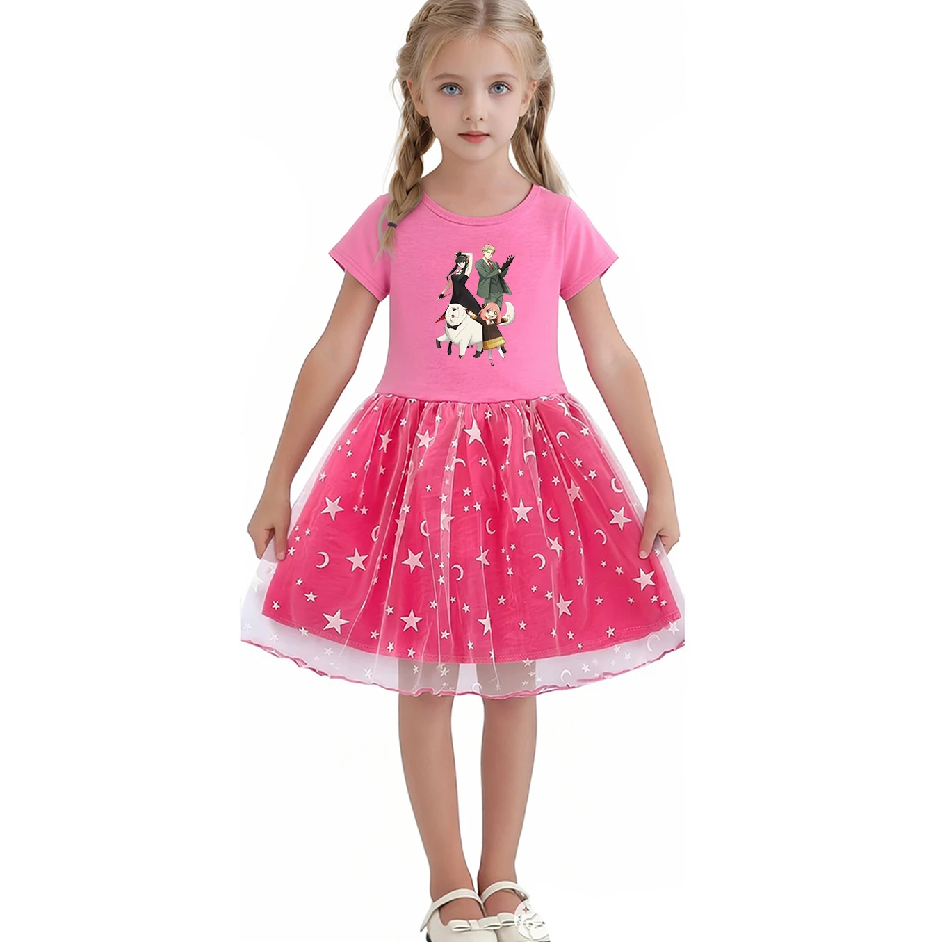 Anime SPY Cosplay Anya Forger Dress Cosplay Costume Dresses Horn FAMILY Short Sleevehomewear Halloween Costumes for Kids