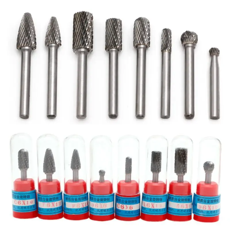 8 peças de broca de carboneto de tungstênio 1/4" 6mm conjunto de fresa rotativa para gravação CNC novo