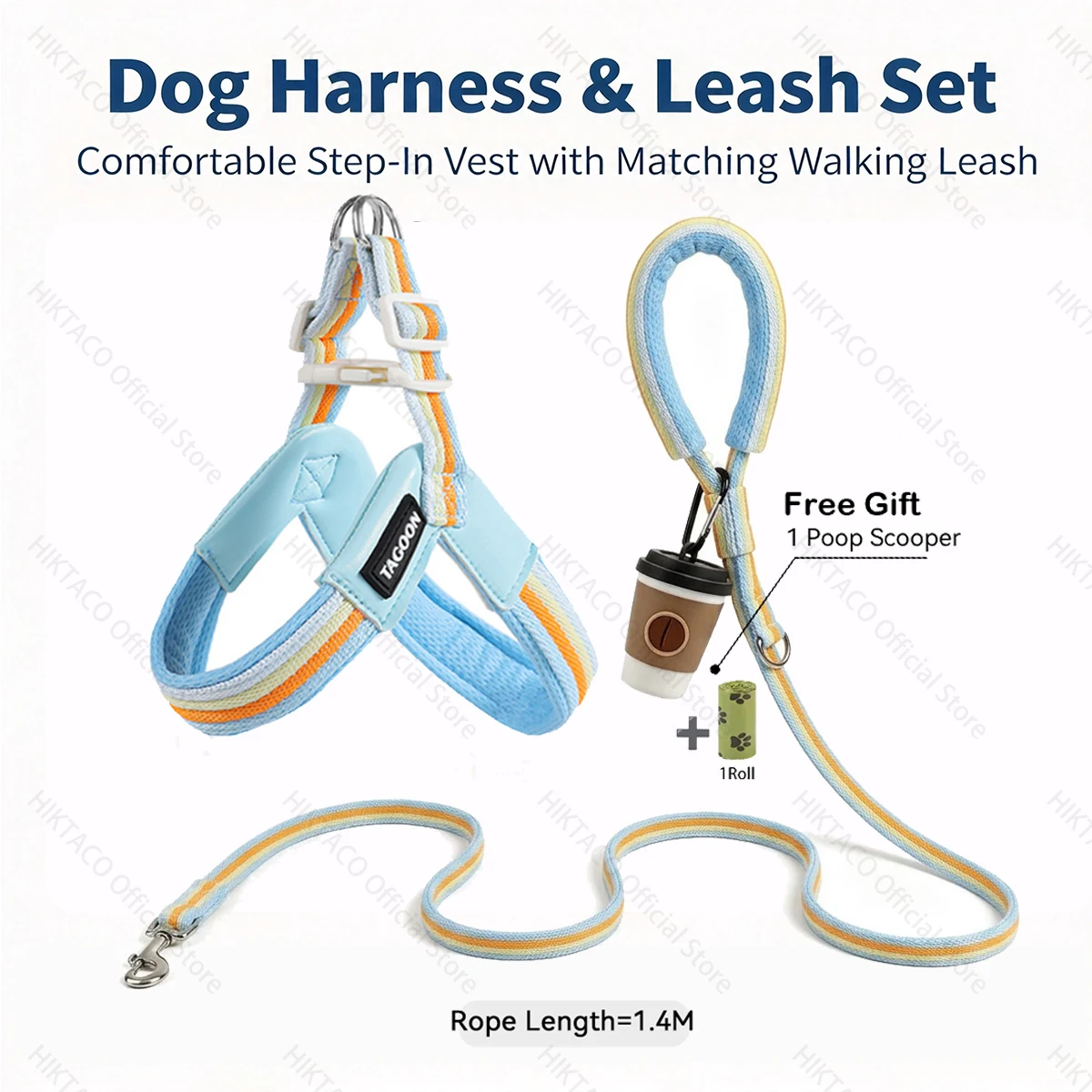 Dog Harness Leash Set Lightweight Breathable Anti-pull Pet Vest Harness for Small Medium Dogs Daily Walking Chest Strap