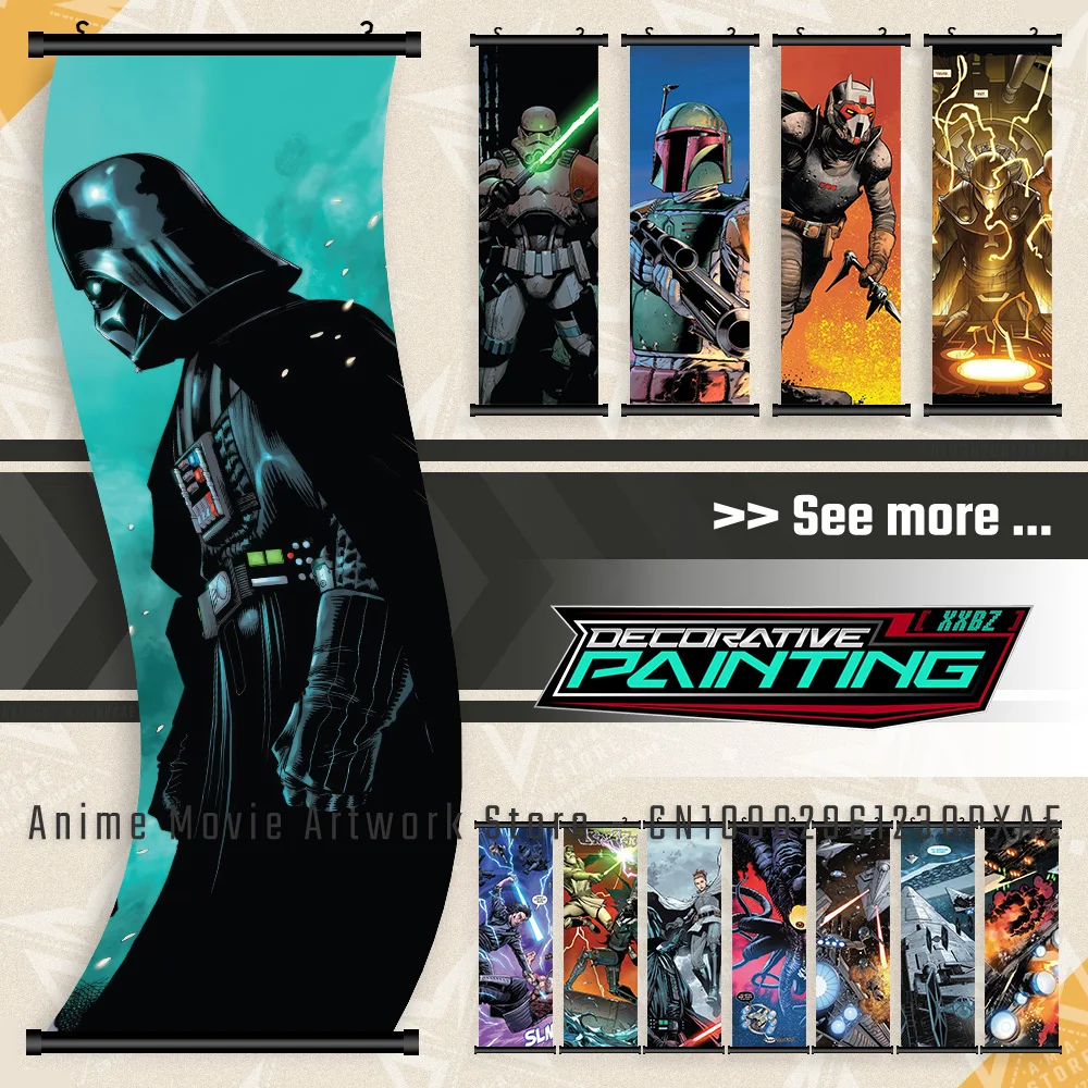 

Star Wars Comics Hanging Painting Modern Wall Artwork Scrolls Picture Movie Anime Print Canvas Poster Home Decor For Living Room