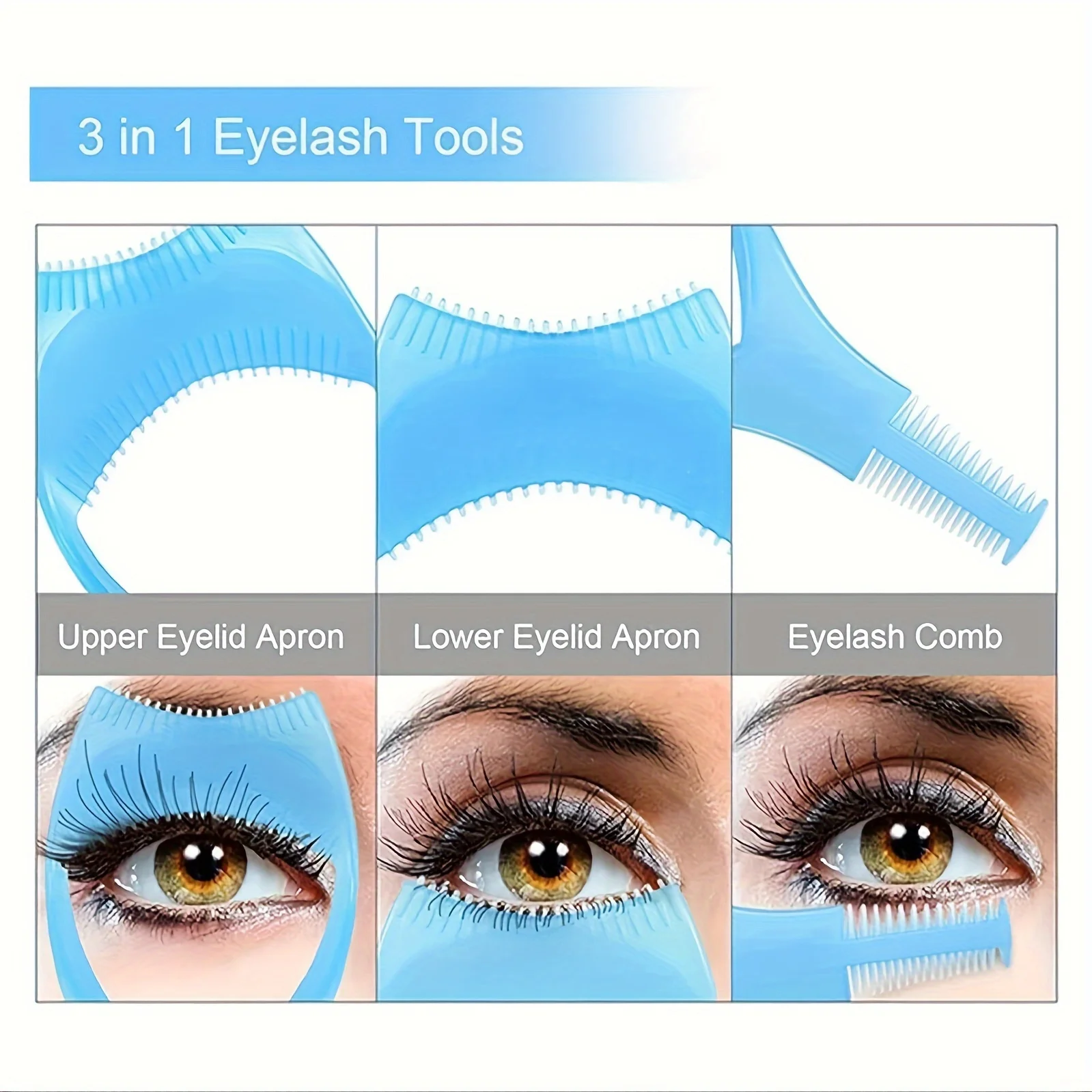 Aplicador protetor rímel, escova de cílios, pente de cílios, delineador para cílios bonitos, 3 em 1, All-in-1