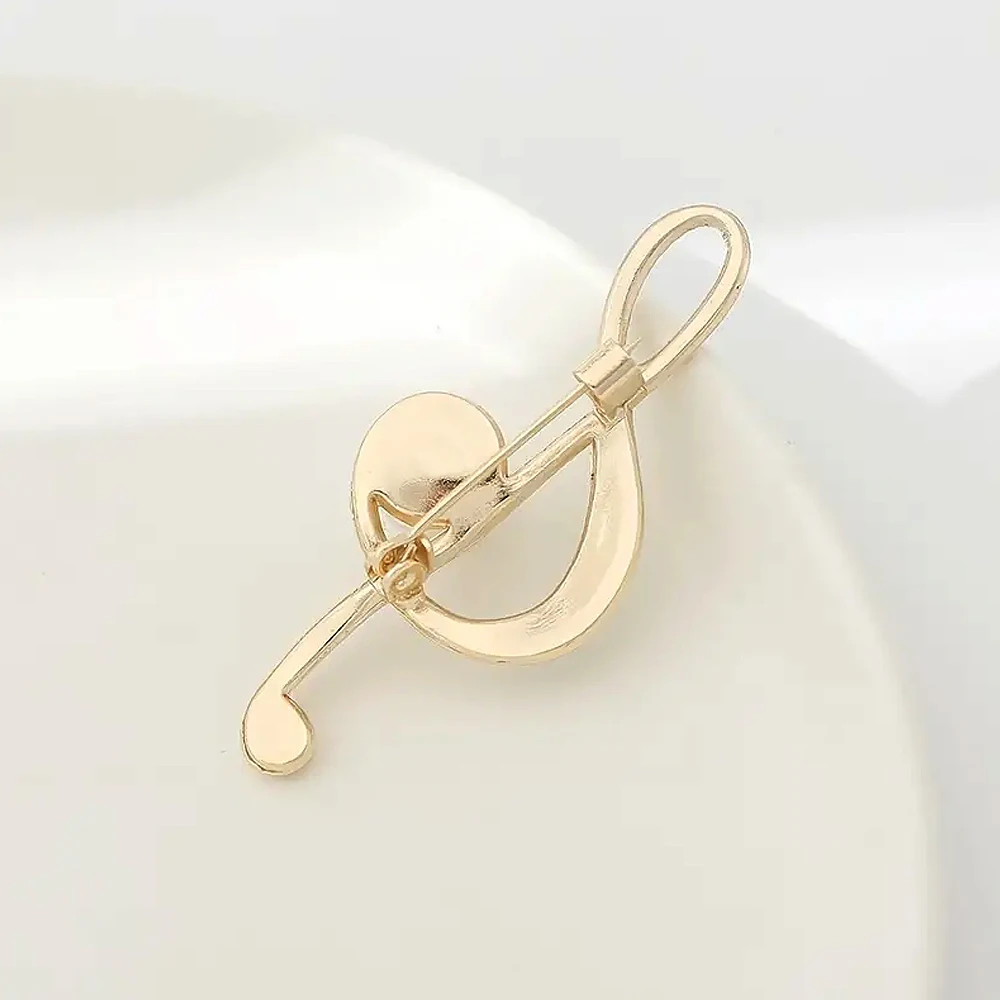 Elegant Musical Note Shaped Brooch Rhinestone Inlaid Treble Clef Badge For Women Suit Collar Accessories Valentine\'S Day Gifts