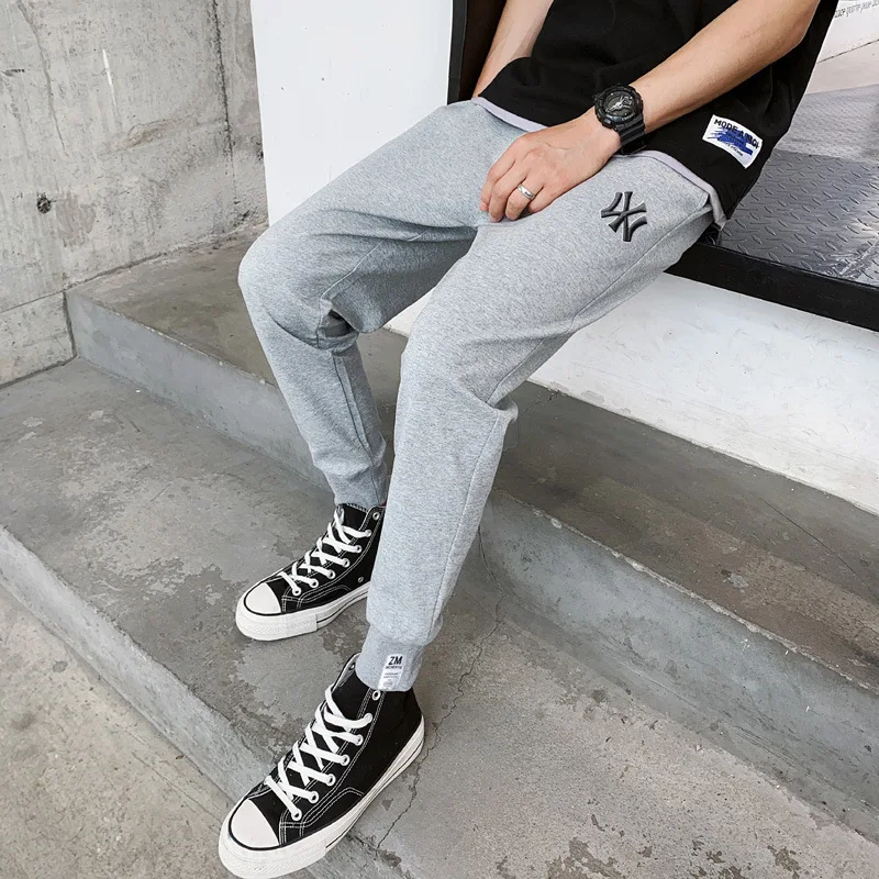 Men's casual pants spring and autumn loose and versatile leggings cropped pants trousers joggers
