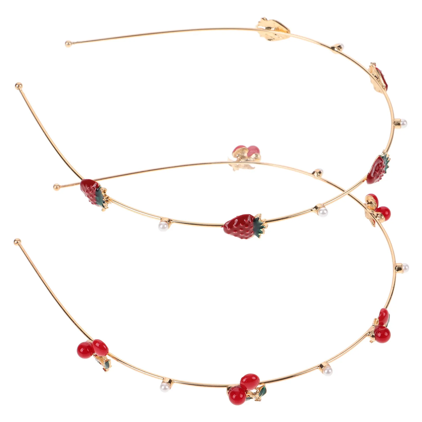 2 قطعة عصابات رأس معدنية الكرز الفراولة إكسسوارات الشعر أنيق دائم المؤنث أناقة هدية الكرز عقال #3