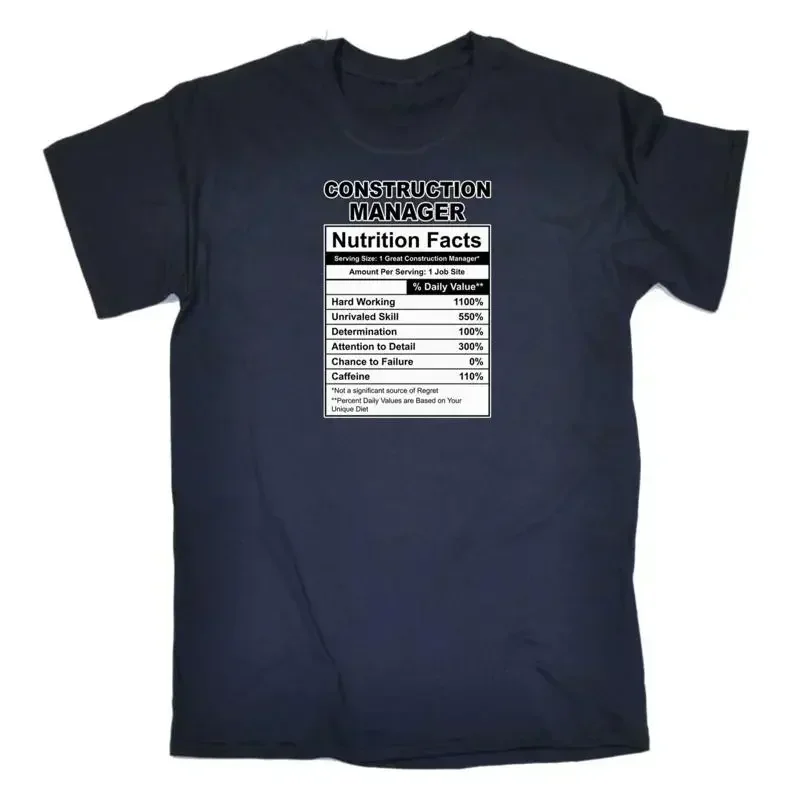 Construction Manager Nutrition Facts Mens Funny Novelty T Shirt