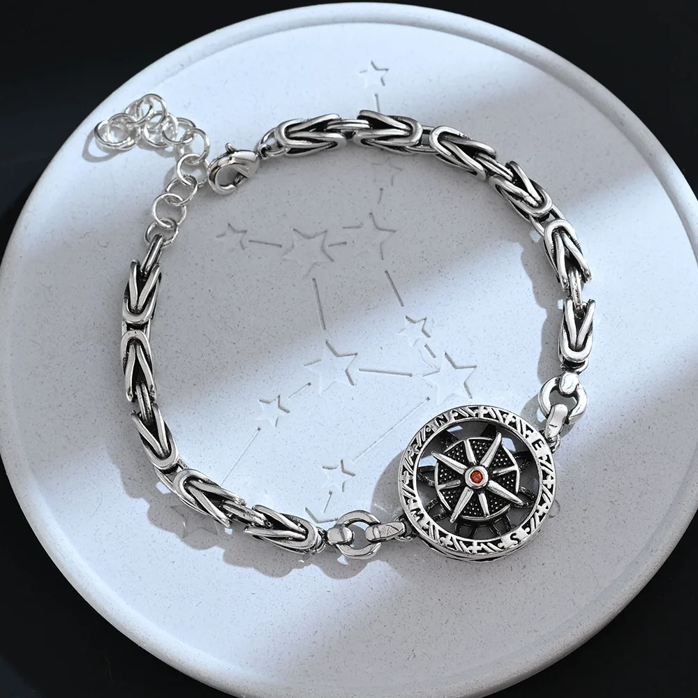 New Arrival 100% 925 Sterling Silver Retro Compass Dial Female Bracelet Jewelry Women Party Gifts No Fade 2027 Cheap