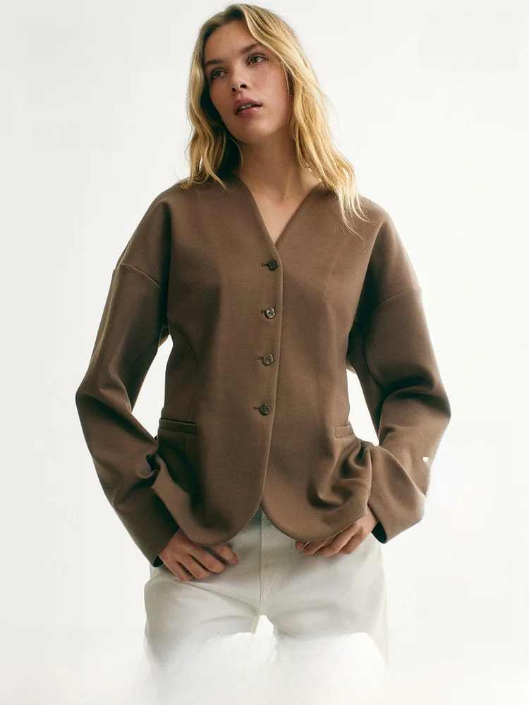 

H&M Women's Suiting Sweatcloth Jacket Spring 2026 Commute Style Polyester Cotton Spandex Blend Casual Wear