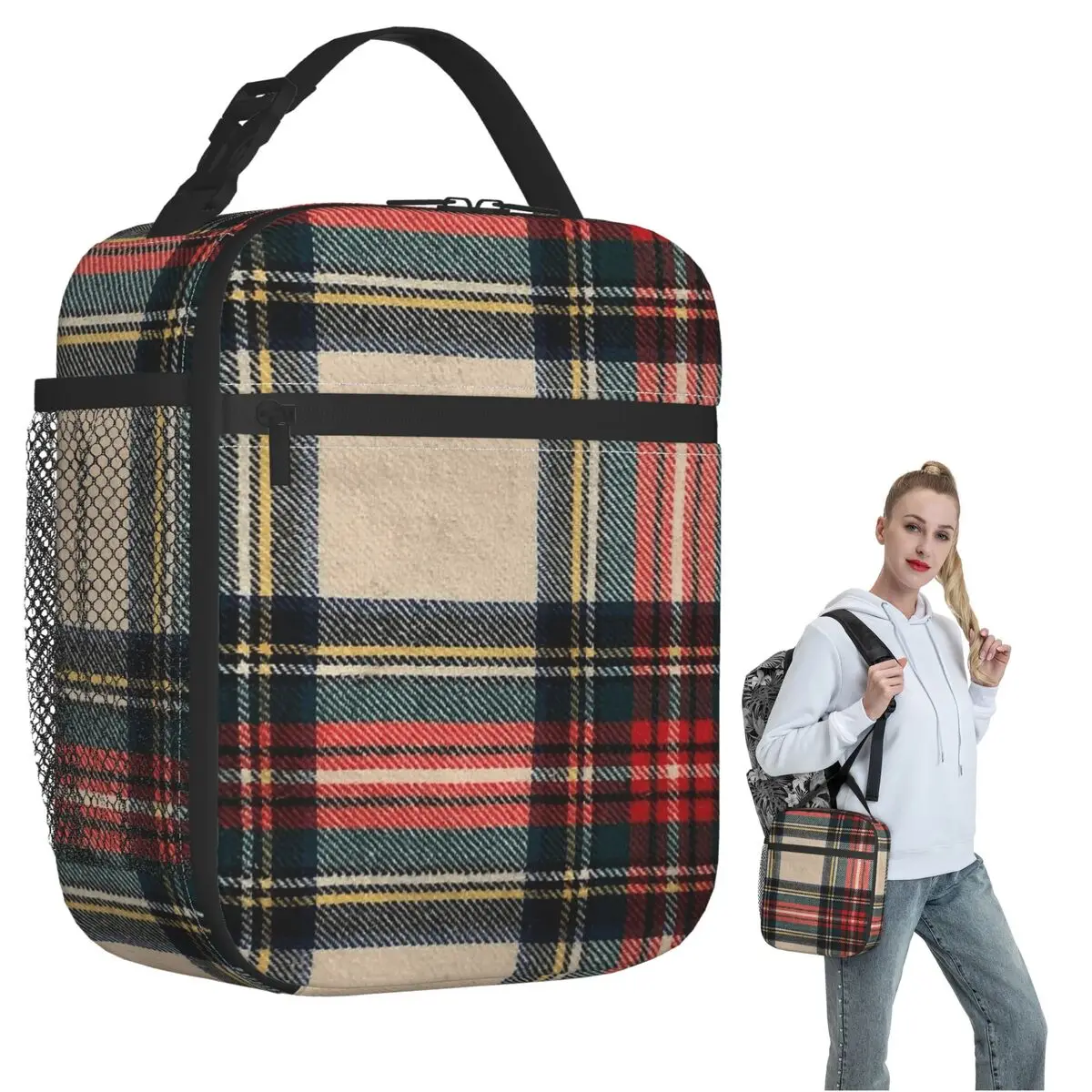 

Stewart Dress Tartan Insulated Lunch Bag for Women Children Portable Food Boxes Thermal Lunch Box Tote
