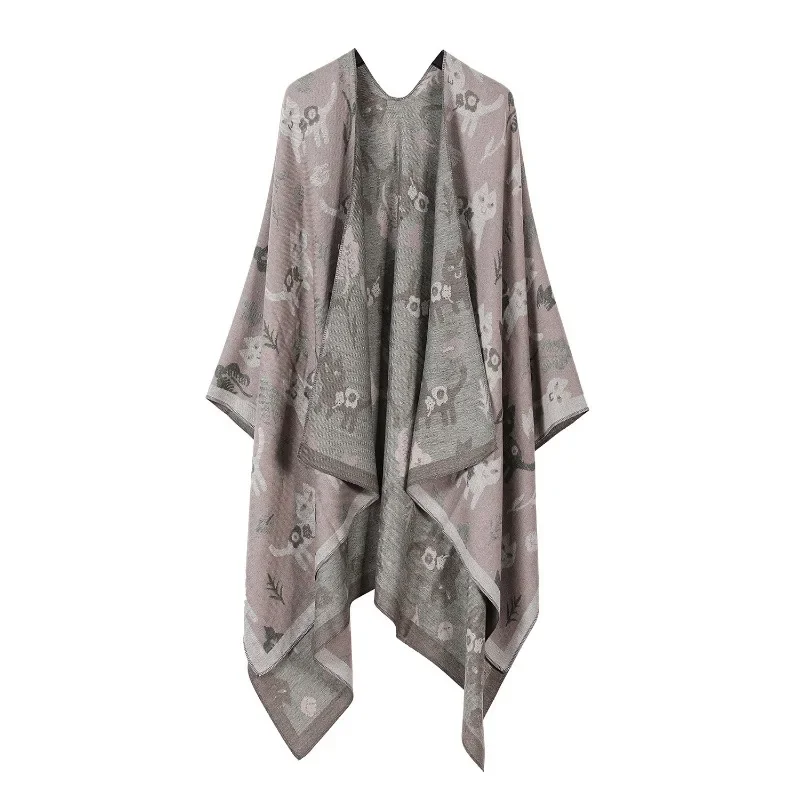 ヨーロッパ系アメリカ人の人気のタッセル肥厚カシミアのような国民風トラベルフォークショールスカーフ秋のポンチョケープ