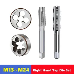 Mão direita métrica Tap Die Set, máquina-ferramenta, rosca interna e externa Tapping, ferramentas de reparo de rosca, M13-M24, 2pcs