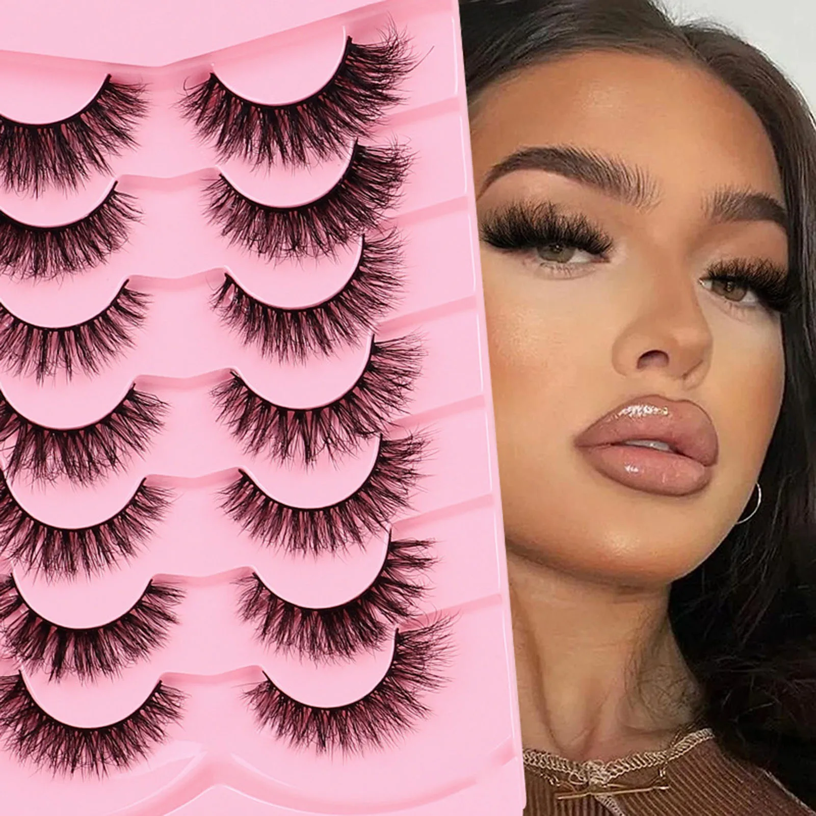 7 Pairs Fluffy False Eyelashes Thick Soft Curly Fake Lashes Makeup
