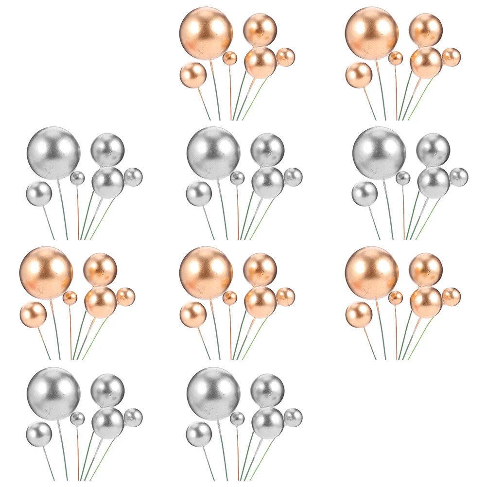 

60Pcs Ball Cake Topper Silver Gold Foam Picks Lightweight Birthday Party Cupcake Insert Dessert Decoration