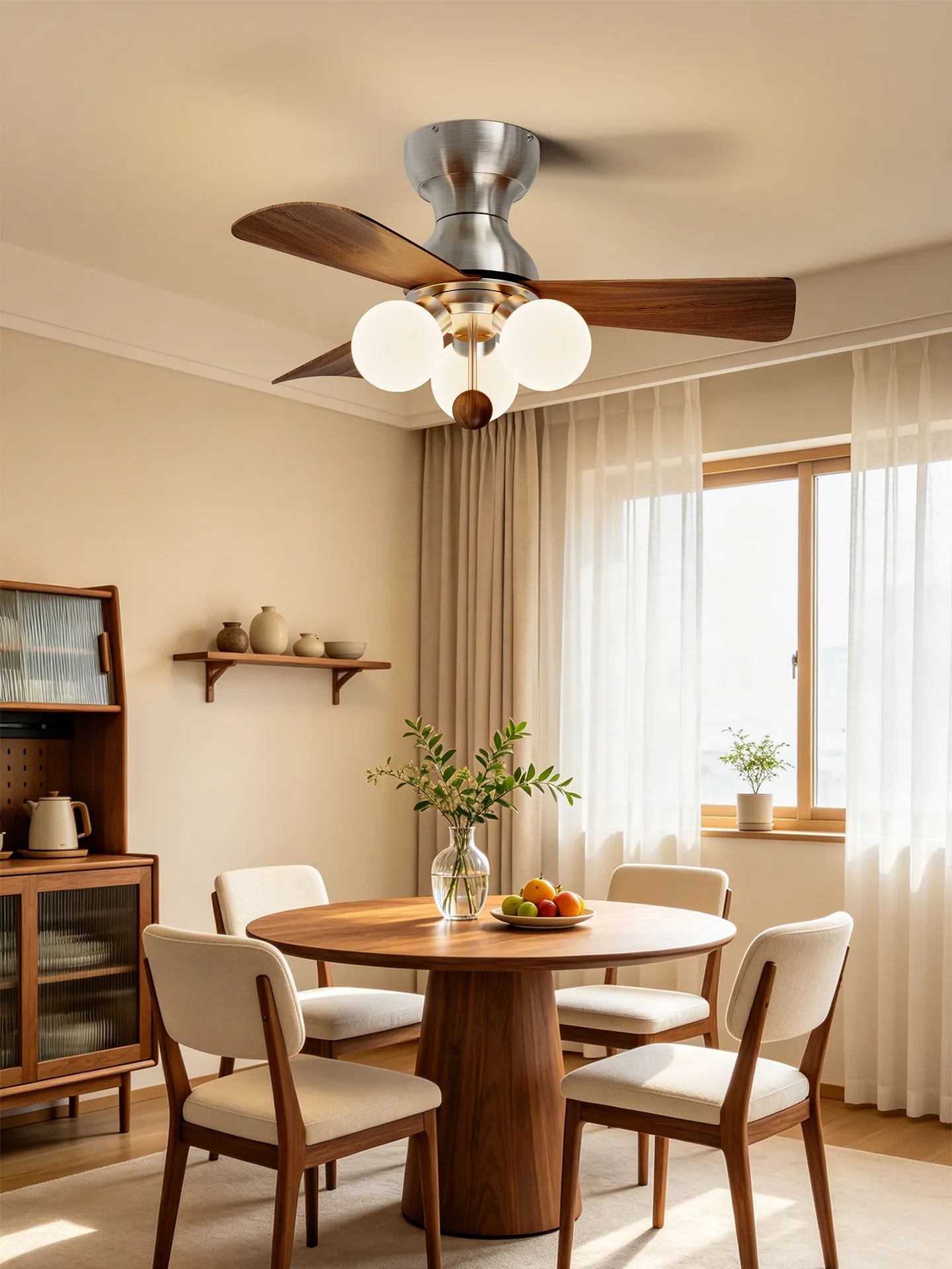 Vintage Retro Ceiling Fan with Light, 3-Speed Reversible DC Motor, Large Airflow Chandelier for Living Room Bedroom