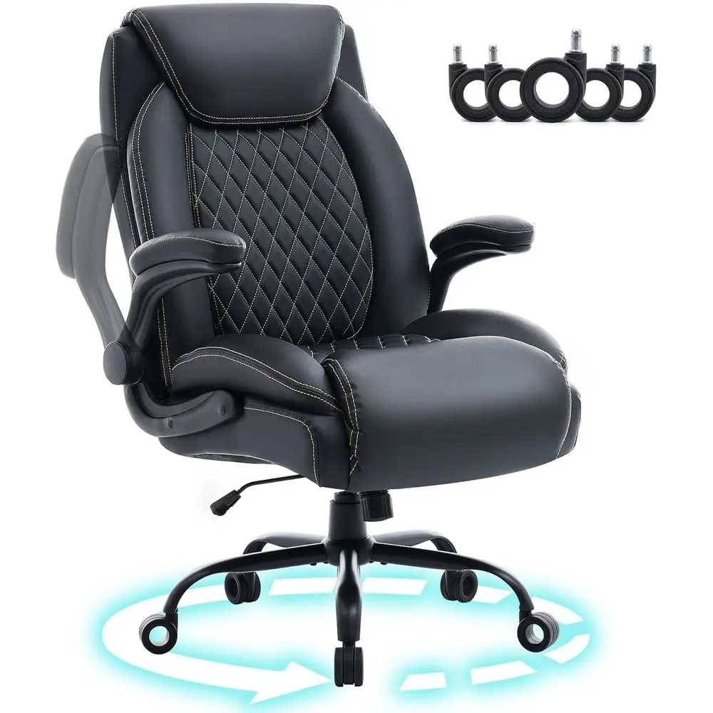 

Ergonomic Heavy-Duty Office Chair for 600lbs, Adjustable Armrests, Wide Seat, PU Leather, Comfortable for Large Individuals