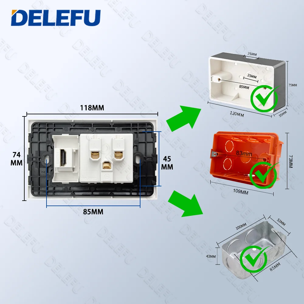 Pannello DELEFU Nero SC31 SC70 SC80 Serie 118mm145mm195mm Specifiche multiple disponibili, fai da te