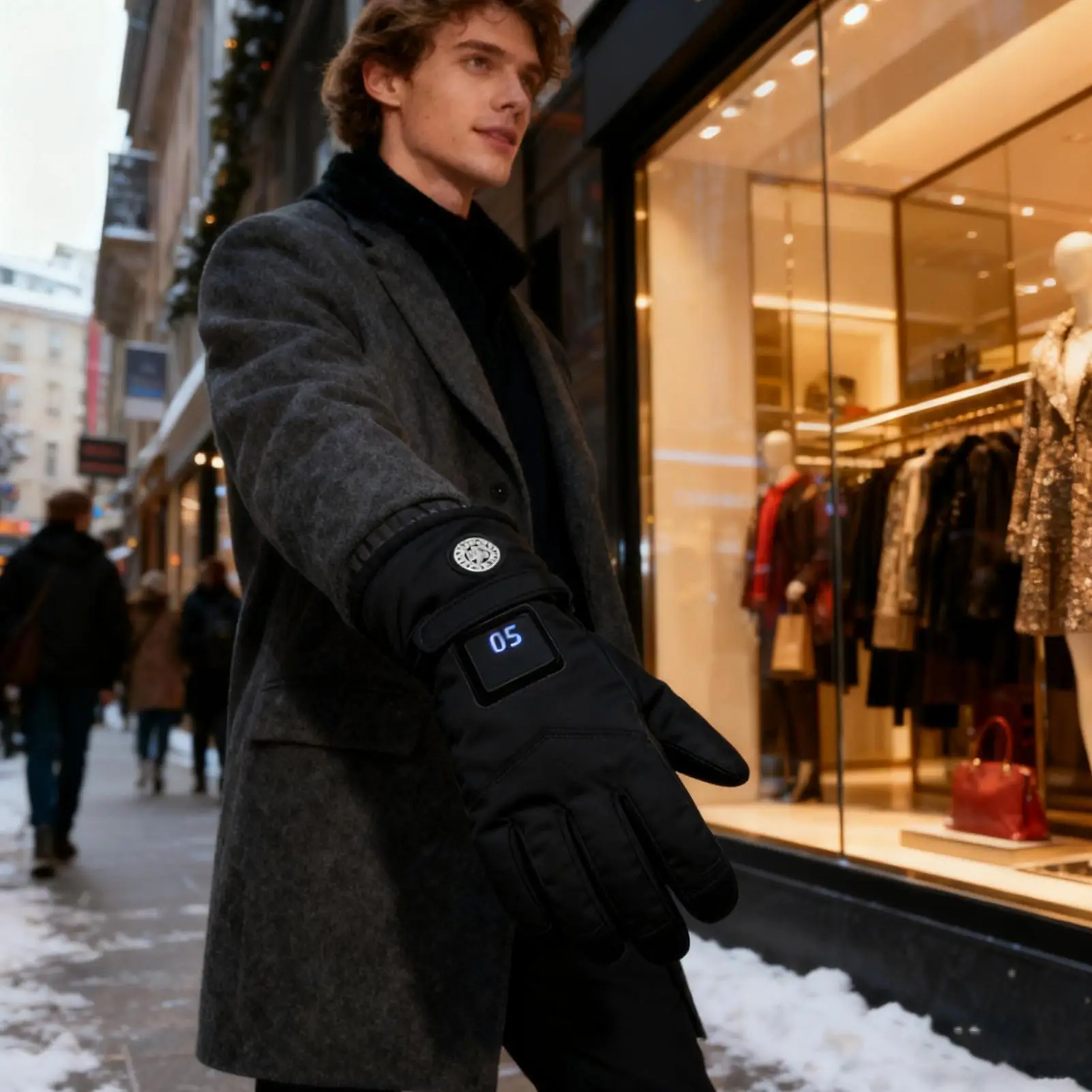 USB Rechargeable Heated Gloves, 3-Temp Waterproof Winter Electric Heat for Skiing, Motorcycling, Running, Fishing & Elderly