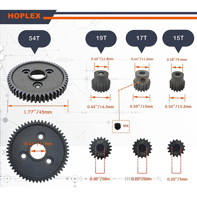 HOT-6878 Slipper Clutch Assembly With 32 Pitch 15T/17T/19T Pinions Gear Set For Traxxas Slash 4X4/ Stampede 4X4/Rustler 4X4