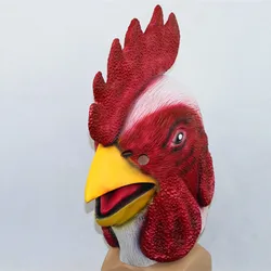 재미있는 현실적인 수탉 마스크 수탉 머리 커버, 라텍스 치킨 머리 커버, 파티 공연 강박 소품, 신제품