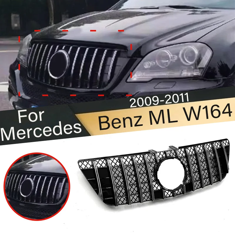 

Front Hood Grille for Mercedes Benz ML W164 2009-2011 Bumper Grill Mesh Air Vent Cover Trim GT Style Body kit Tuning Accessories