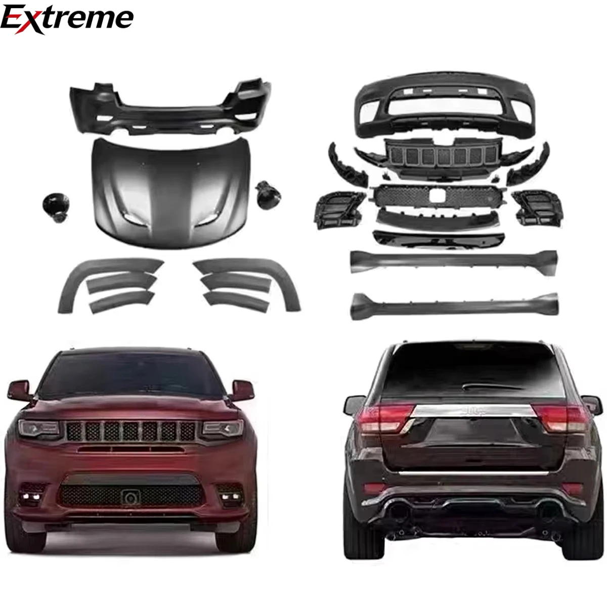 

High Performance and Price Bumper Body Kit for Jeep Grand Cherokee 2017-2021 Conversion to SRT Look Like.