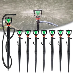 5PCS 360 ° Rotating Micro Sprinklers com 22cm Stakes Jardim Gramado Estufa Rega Sistema de Irrigação Bico Grande Roda Verde