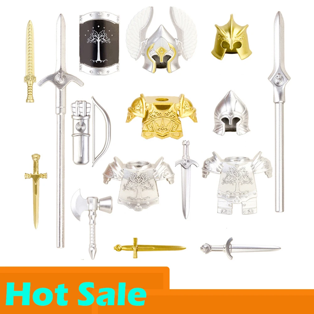 

MOC Medieval Military Weapon Accessories Sets Building Blocks Solider Figures Sword Shield Bricks Toy For Kids