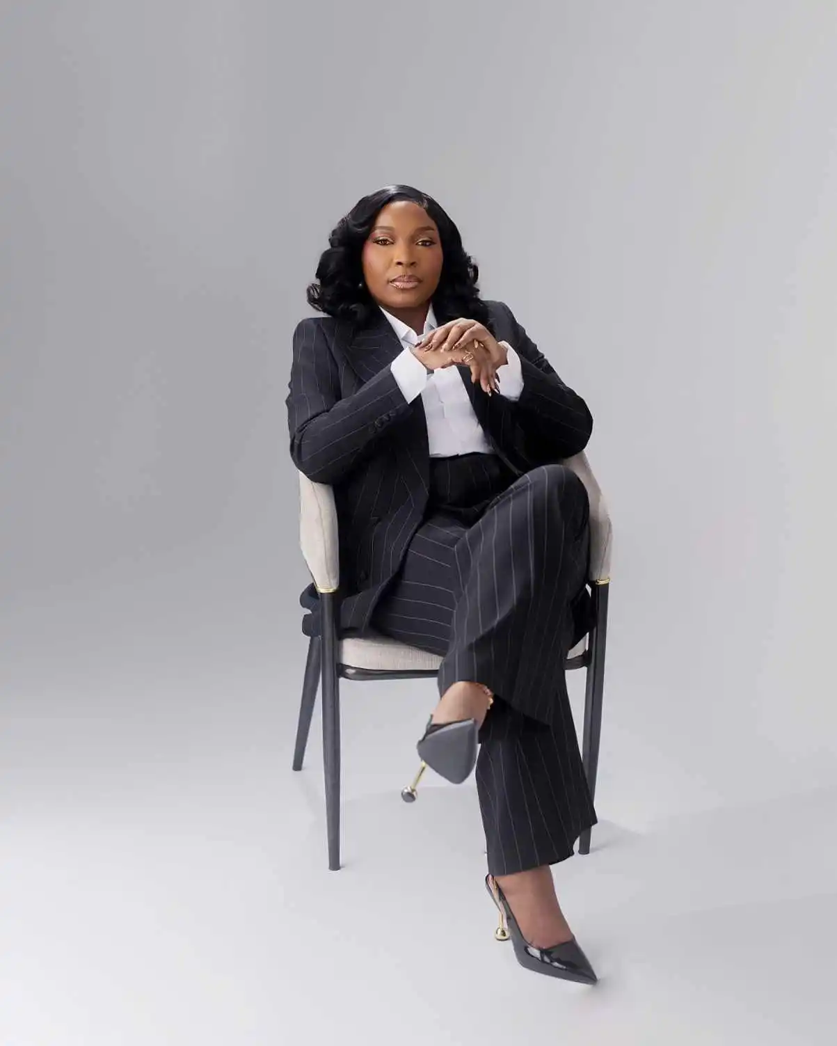 Plus Size Women Pants Suits Striped Graduation Ceremony Attire Birthday Party Wear 2 Pieces Customized Formal Business