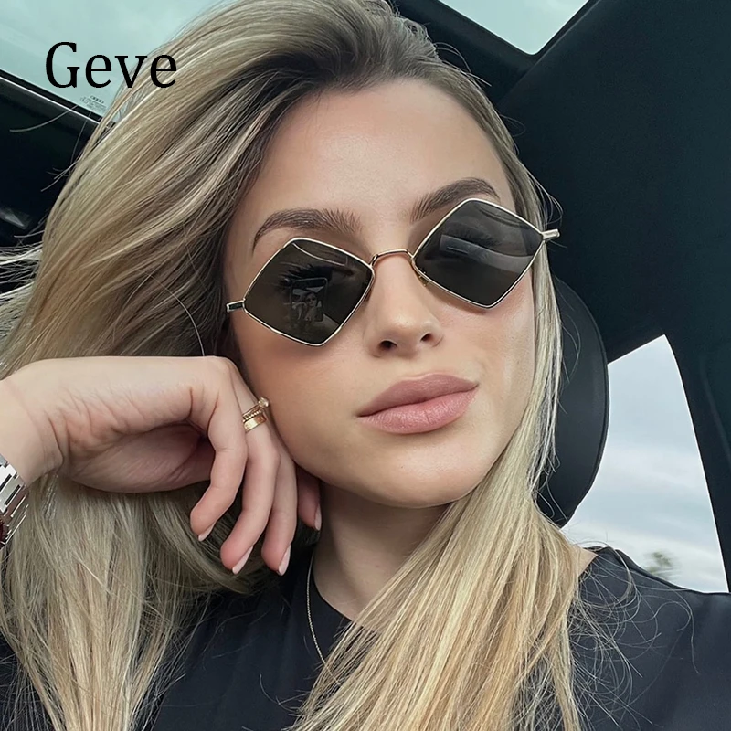 Polygon Small Square Sunglasses For Women Vintage Trendy Metal Brand Goggle Sun Glasses Ladies