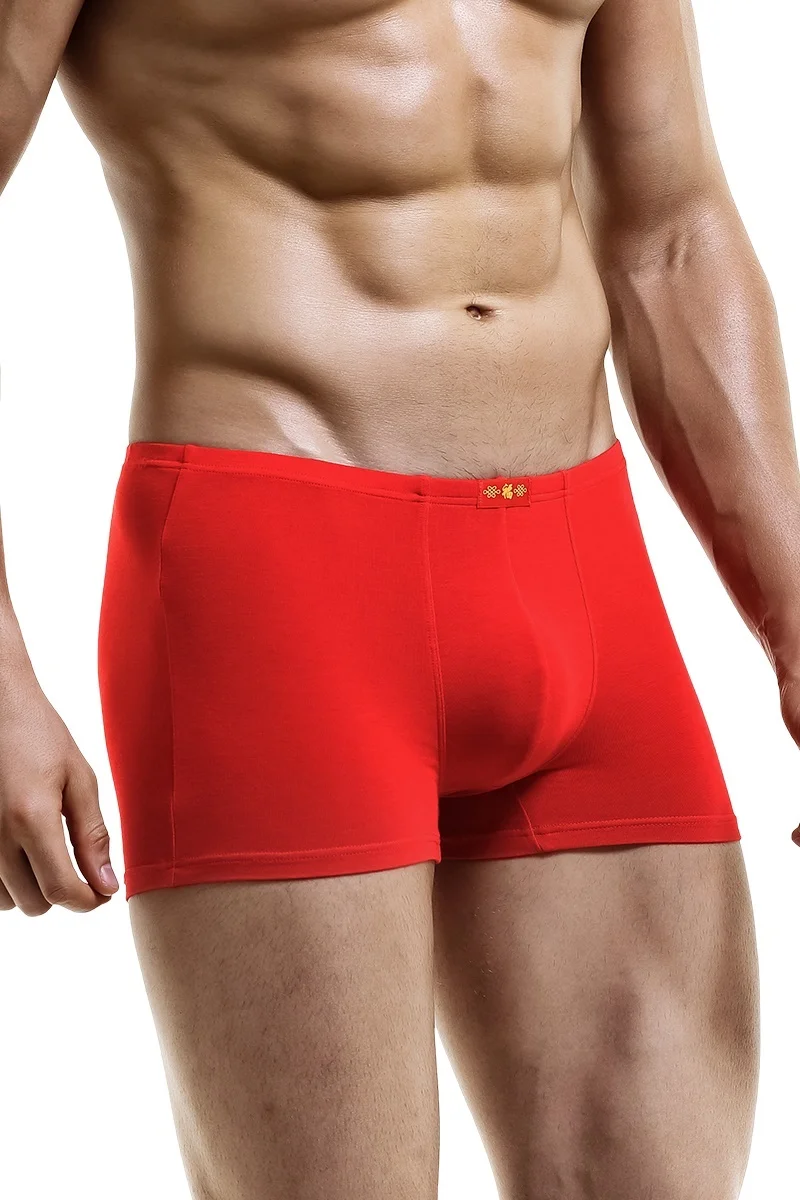 3PCS Men's Bright Red Boxer Briefs, Chinese Zodiac Pig Year Gift, Red Underpants for Wedding Celebration, Comfortable Mens
