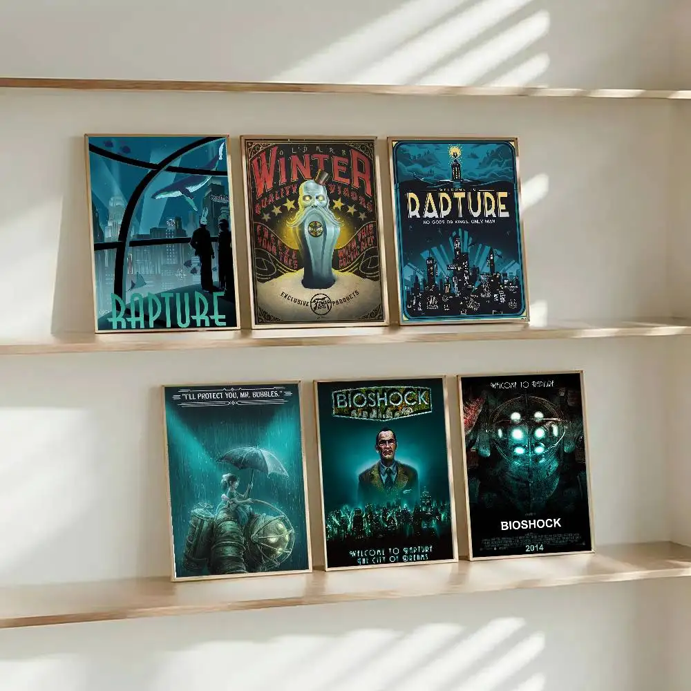 Bioshock-Póster clásico Vintage con disparo infinito, impresión para dormitorio, sala de estar, decoración del hogar, pintura, arte de pared, Mural de imagen HD