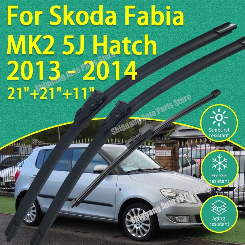 

Front Rear Silicone Coating Wipers for Skoda Fabia MK2 5J Hatch 2013 - 2014 Car Wiper Windshield Windscreen Blades Accessories