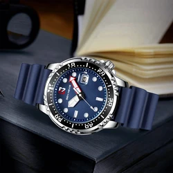 44mm BEN NEVIS Sports Quartz Wristwatch install Quartz Movement Luxury Silicone Strap Diving Water Ghost Style Men Watch