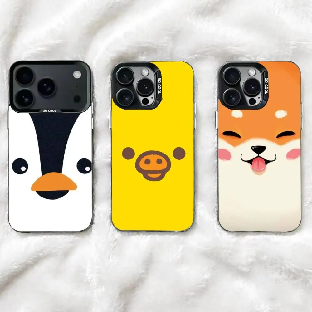 Penguins dogs and  lovely little animals Phone Case For iPhone 17,16,15,14,13,12,11 Plus,Pro Max,XS,Colorful Silver Black Cover