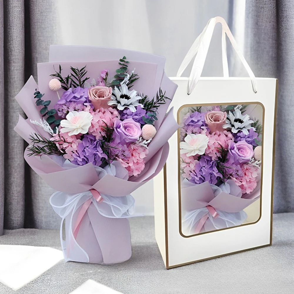 

Eternal Preserved Rose,Hydrangea Bouquet Gift Box,Handmade Real Flower Arrangement for Girlfriend,Women,Anniversary,Lasts 3 Year