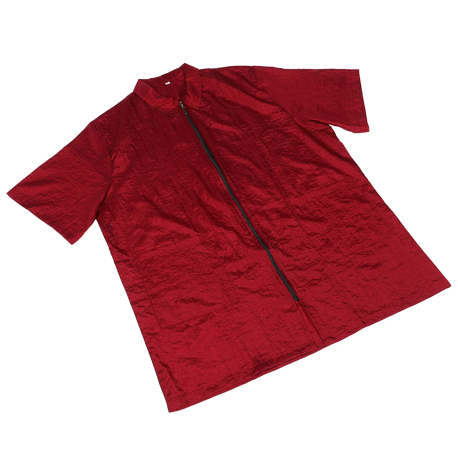 Haarverfkleedkleding Rood L Premium nylon Waterdicht Lichtgewicht Omgeslagen kraag Zakontwerp Gemakkelijk schoon te maken voor salonrestaurant