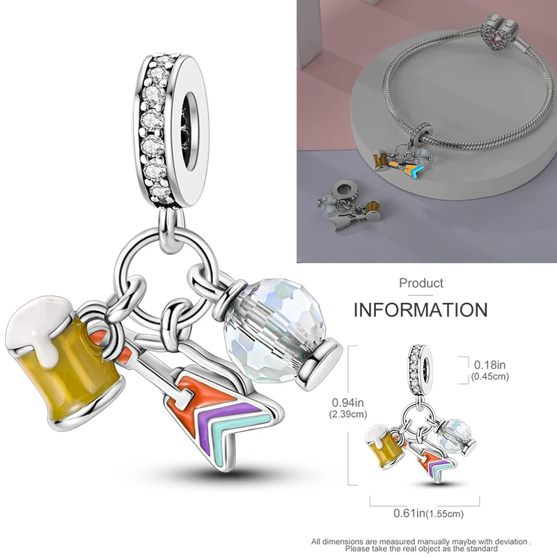 2026 Neuer Musik-Charm aus 925 Sterling Silber, Musiknoten-, Kopfhörer- und Gitarren-Anhänger, passend für europäische Armbänder, DIY-Geschenk für Frauen – Detail 16