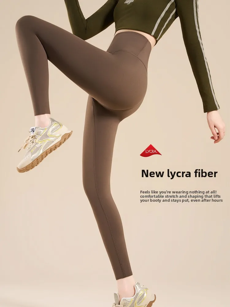 Pantaloni da yoga a vita alta foderati in Fce Pantaloni da donna in pelle arca calda autunno inverno Pantaloni a strati di base in poliestere spandex