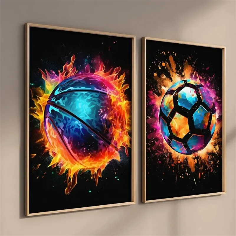 1Pcs Decorative Pictures for Living Room Bar Interior Paintings Football Home Decor Wall Art Canvas Painting Neon Lights Gamepad