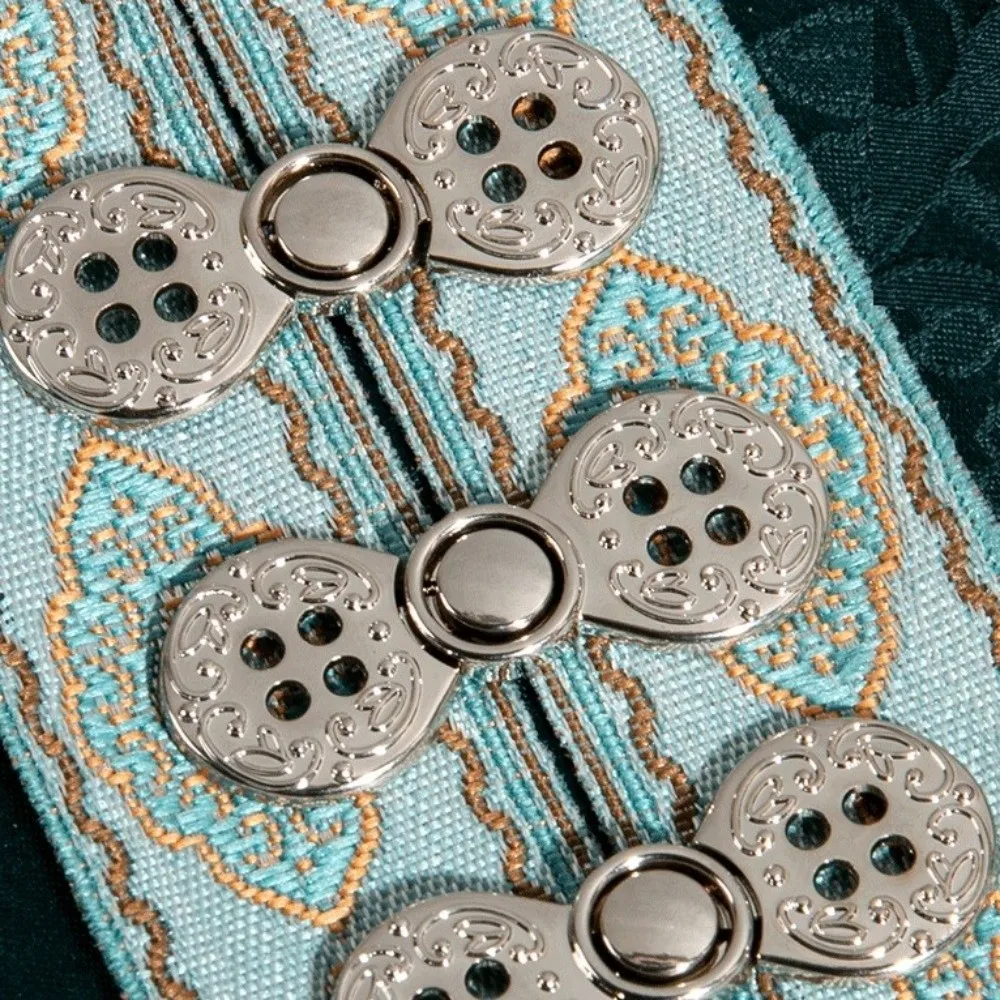 1PC Metal Frog Fastener Four Hole Metal Frog Fastener Carved Pattern Clothing Snap Buckle Metal Cheongsam Snap Clasp For Hanfu