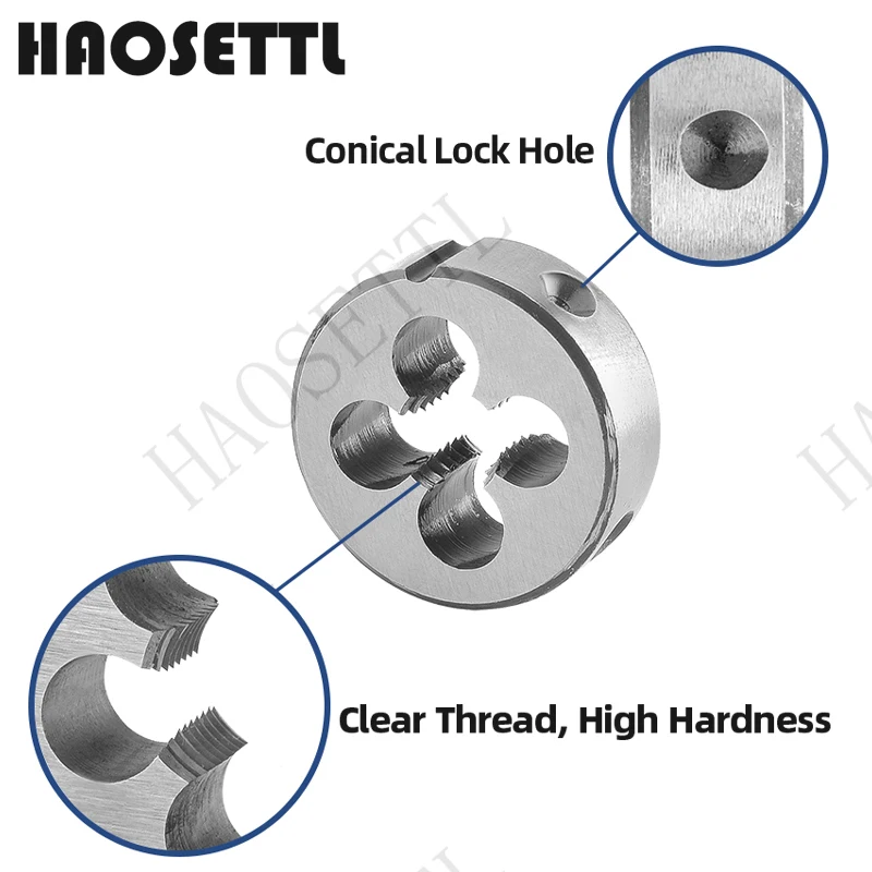 HAOSETTL M10X0.5, M10X0.75, M10X1, M10X1.25, M10X1.5 Tap and Die Set Right Hand,HSS Machine Thread Tap & Round Die