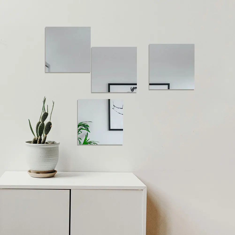 

6Pcs Acrylic Mirror Wall Sticker Square Reflective Decal for Smooth Flat Surfaces Living Room Bedroom Bathroom Tile