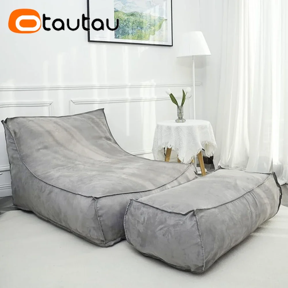 OTAUTAU Outdoor Bean Bag Lounger Cover No Filler Floor Beanbag Pouf Salon Ottoman Sofa Bed Garden Pool Beach Sac Furniture SF187