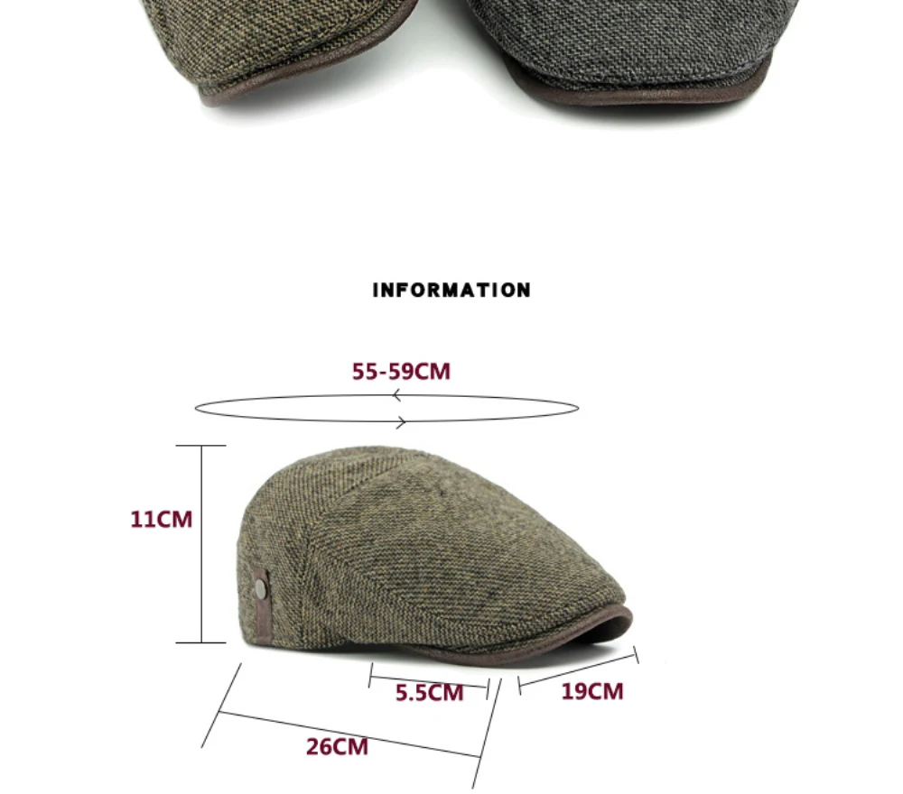 HT4950 Berets Herbst Winter Wolle Hut Männer Frauen Künstler Maler Baskenmütze Hut Eingestellt Ivy Flache Kappe Männlich Weiblich Fleece Gefüttert Baskenmütze Kappe – Detail 3