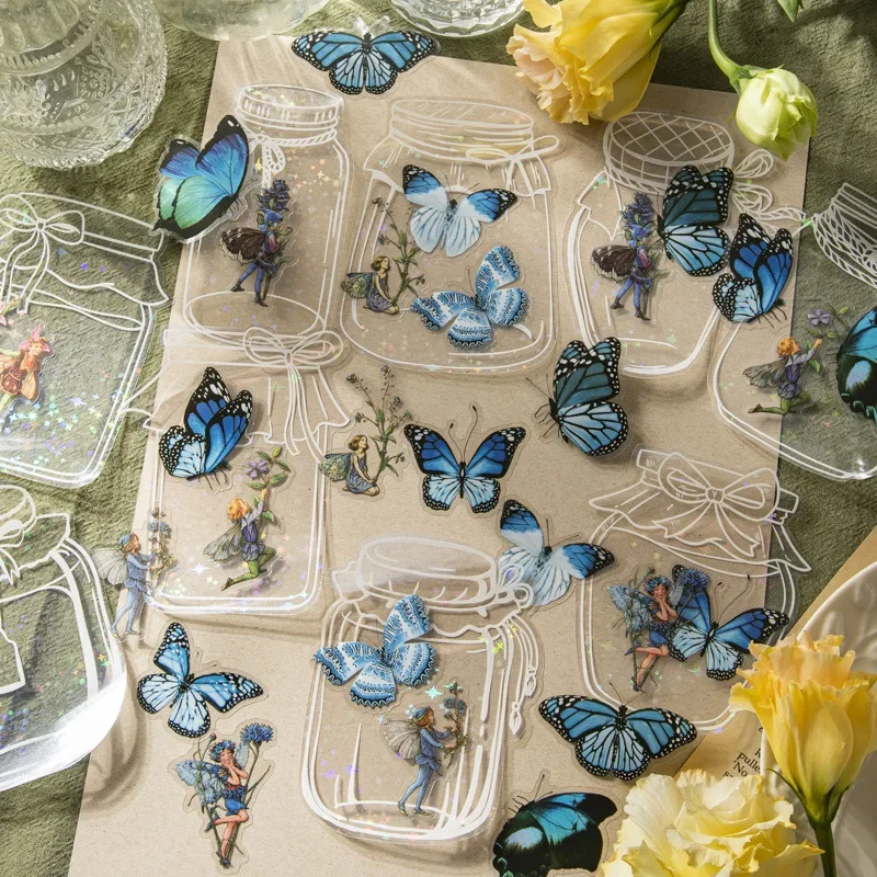 40pcs/bag Dream Wish Series Transparent Bottle Florals Faries Stickers for Journal Notebook Diary Scrapbooking DIY Decor